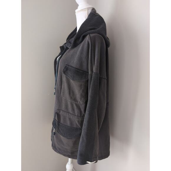 Pol faded oversized slouchy cozy loungewear hooded navy cardigan jacket - Picture 3 of 9